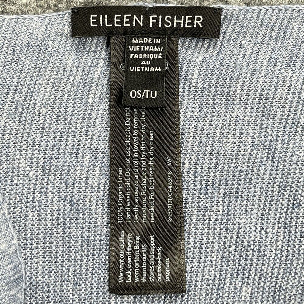 Eileen Fisher Organic Linen Melange Poncho Womerns One Size Asymmetrical Blue - Picture 7 of 8